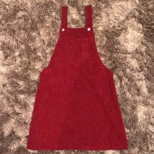 Maroon/red corduroy pinafore overall skirt medium